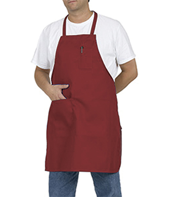 Bib Apron Dark Red with Pockets