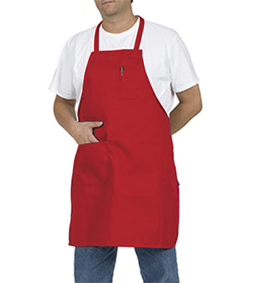 Bib Apron Bright Red with Pockets