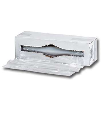 081377 Clear Poly Tear-Off Bun Pan Liners 21" x 6"