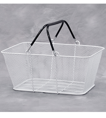 White Wire Mesh Shopping Basket 16"L x 6.5"W x 12"H