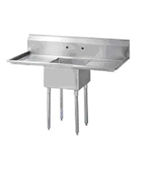 Stainless Steel Sink with 2 Drain Boards 52"L x 26"