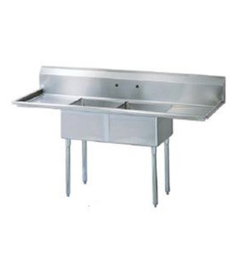 Stainless Steel 3 Compartment Sink has Drain Boards 84"L x 26"
