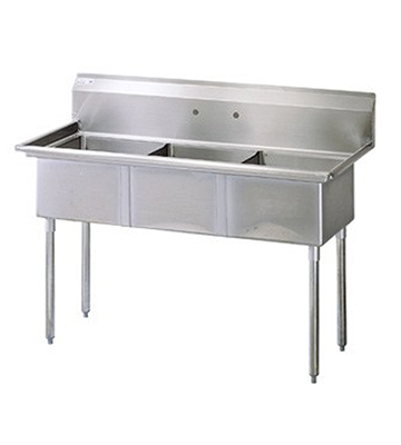 Stainless Steel 3 Compartment Sink 59"L x 24"W