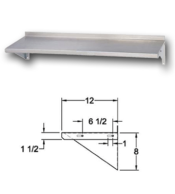 Metal Wall Shelf 96"L x 16"W