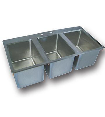 Drop-In 3-Compartment Sink with Drain 36"L x 18"W x 10"D