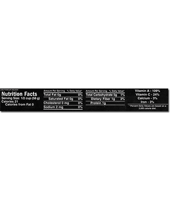 Produce Long Nutrition Facts Tag 9"L x 1.25"H