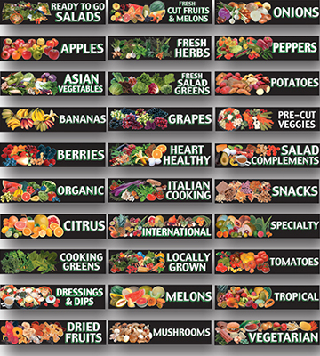 Produce Photo Catagory Sign Set 33"L x 7.75"H