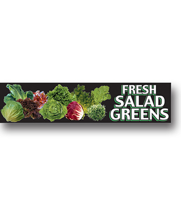 FRESH SALAD GREENS Produce Catagory Photo Sign 33"L x 7.75"H