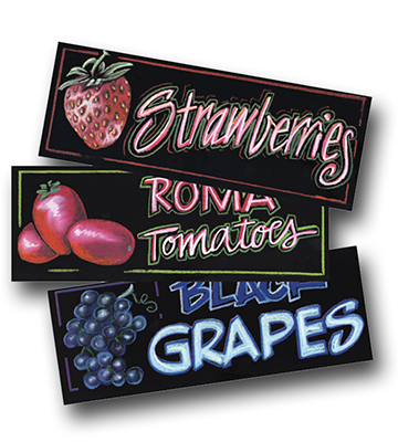 Produce Name Tag Set Chalk Art 10.5"L x 3.875"H