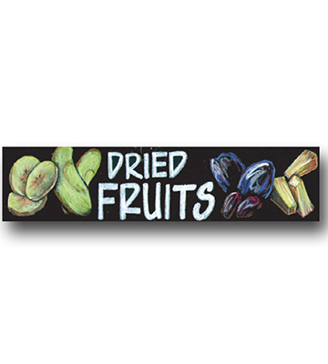 DRIED FRUITS Produce Chalk Art Sign 33"L x 7.75"H