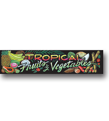 TROPICAL FRUITS & VEG Produce Chalk Art Sign 33"L x 7.75"H