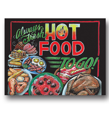 Deli Chalk Art Blackboard Sign - Hot Food 22"L x 16.375"H