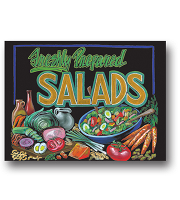 Deli Chalk Art - Freshly Prepared Salads 22"L x 16.375"H