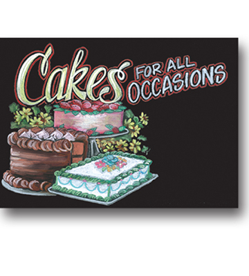 Blackboard Bakery Insert - Cakes for all Occasions 22"L x 16.37