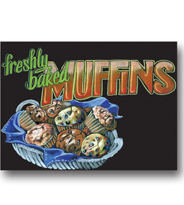 Blackboard Bakery Inserts - Freshly Baked Muffins 22"L x 16.376