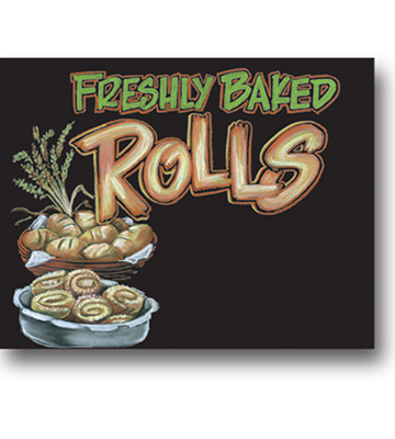 Blackboard Bakery Inserts - Freshly Baked Rolls 22"L x 16.376"H