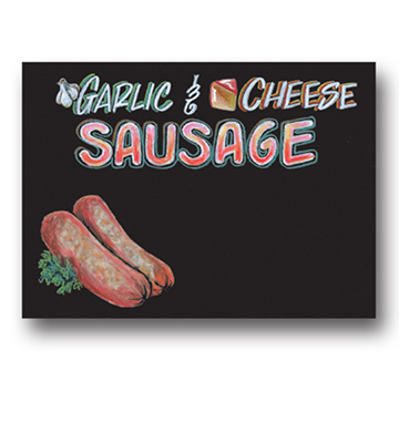 Chalk Art Meat Sign - Garlic & Cheese Sausage 22"L x 16.376"H