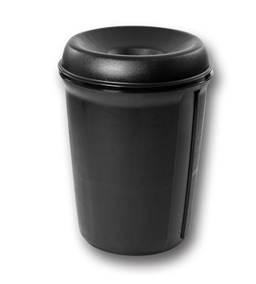 Black Trash Containers with Funnel Top 25"Dia. x 33.3"H