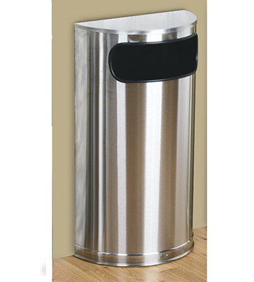 Satin Stainless Steel Half-Round Waste Container18"L x 32"H