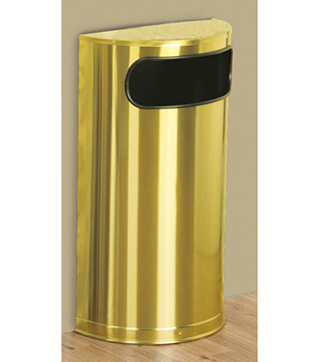 Satin Brass Stainless Steel Half-Round Waste Container 18"L
