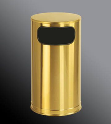 Satin Brass Stainless Steel Flat Top Waste Containers. 15"D