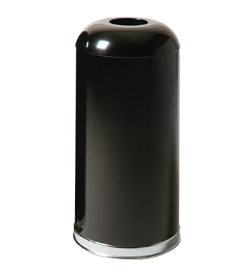 Black Open Top Trash Receptacle 15" Dia x 35"H