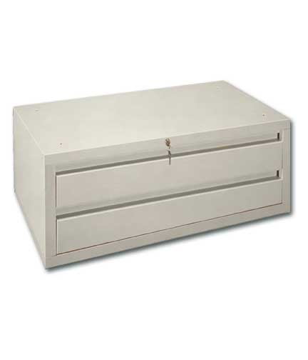 Beige Metal 2-Drawer Storage 37.5"L x 14.5"W x 20.5"H