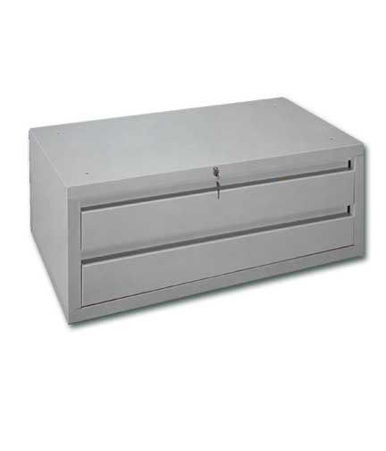 Gray Metal 2 Drawer Storage 37.5"L x 14.5"W x 20.5"H