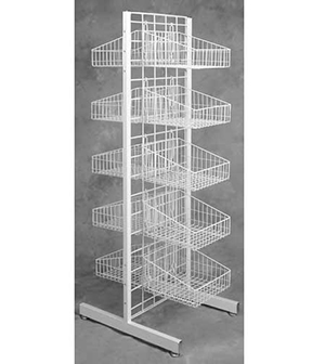 2-Sided White Wire Basket Merchandiser 18"L x 24"W x 56"H