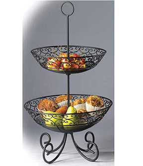 Black 2-Tiered Scroll Counter Wire Basket Display