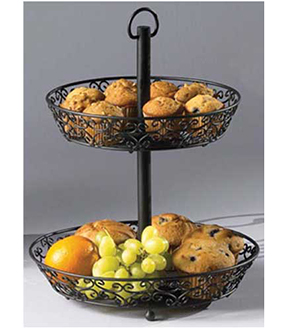 Black 2-Tiered Scroll Counter Wire Basket Display
