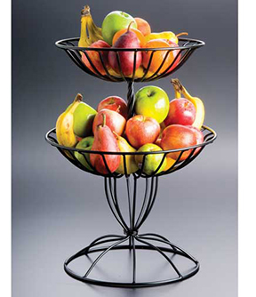 2-Tier Wrought Iron Countertop Basket Display 12.75"dia x 20"