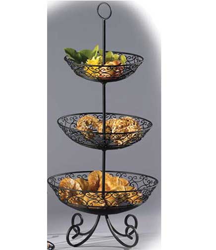 Black 3-Tiered Scroll Counter Wire Basket Display