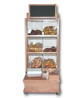 Oak Self-Serve Bagel Tower 26.5"L x 24.5"W x 68.5"H