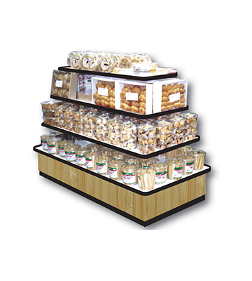 Bamboo Tiered Bakery Island Display 73"L x 36"W x 48"H