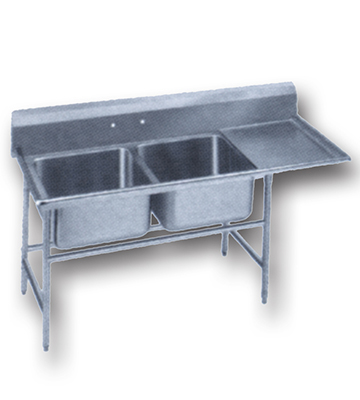 Stainless Steel 2 Compartment Sink with Drain Board
