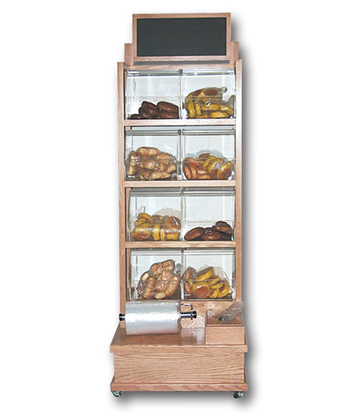 Oak Self-Serve Bagel Tower 26.5"L x 24.5"W x 79"H