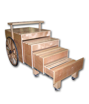 Retractable 5-Step Rustic Produce Cart 40" to 80"L
