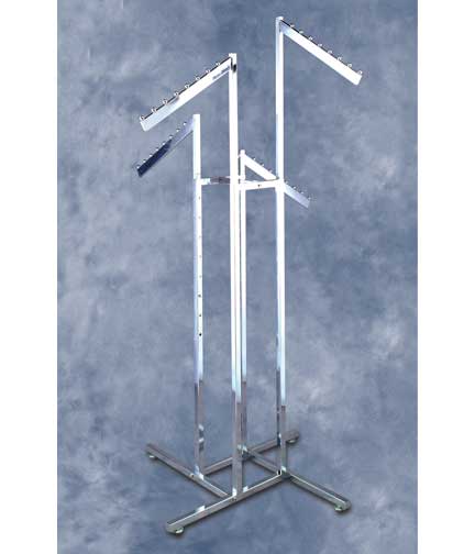 Apparel Rack Slanted Arm Chrome 4-Way