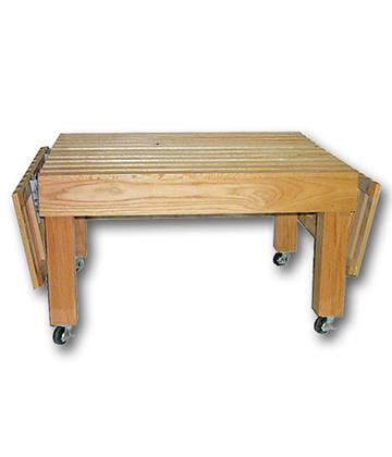 Oak Slat Board Table with Fold-Down Ends 48"L x 37"W x 28"H