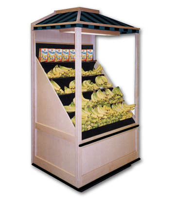 Stepped Banana Display with Canopy 48"L x 48"W x 78"H