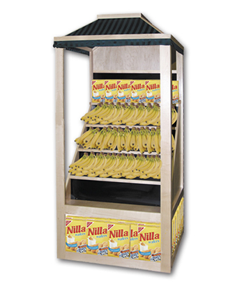 Stepped Banana Display with Canopy 36"L x 36"W x 78"H