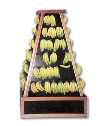 Banana Triangular Tower Display 36"L x 36"W x 60"H