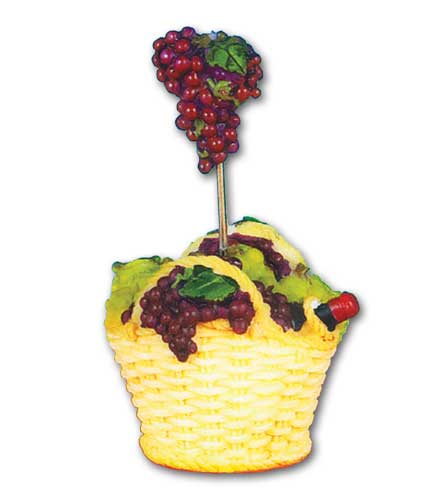 Basket of Grapes Tag Holder 4"H