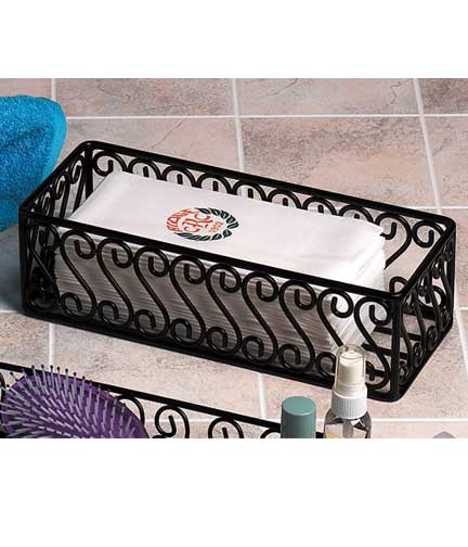 Scroll Motif Black Wire Basket 12"L x 5"W x 3"H