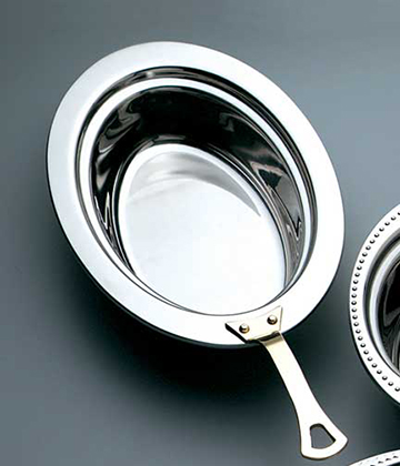 Oval Casserole Pan with Long Brass Handle Plain Design 19"L x 11.8125"W x