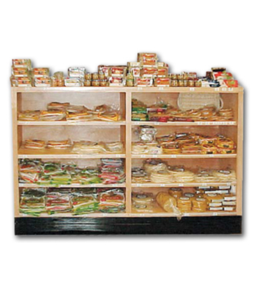 Center Wall Bakery Shelving Maple Fixture 72"L x 12"W x 48"H