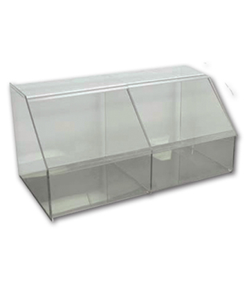 Clear Acrylic 2 Compartment Bin15"L x 12"W x 12"H