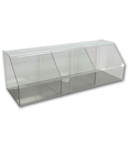 Clear Acrylic 3 compartment bin  36"L x 13"W x 12"H