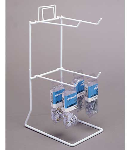 White Wire Counter 4-Peg Hook Rack 5"L x 6.5"W x 11.5"H